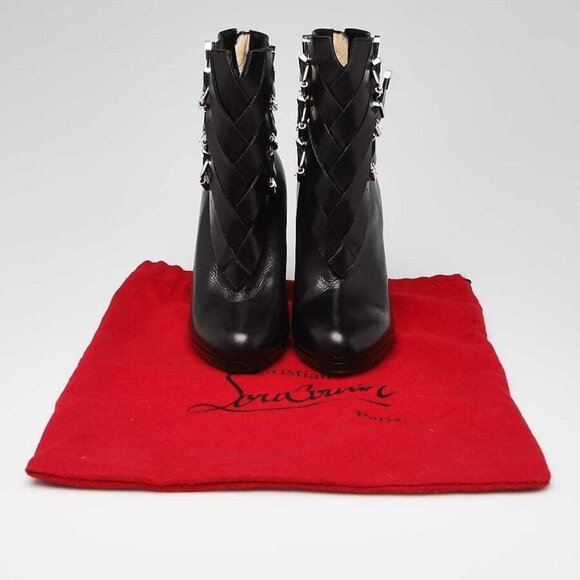 Christian Louboutin Black Leather Troop 100 Ankle Booties Size 3.5/34 - Picture 1 of 5